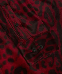 Red Leopard Velvet Shirt -US Clothing Shop PHIXMENS0249