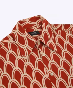 Orange Art Deco Arch Geometric Viscose Shirt -US Clothing Shop PHIXMENS0250