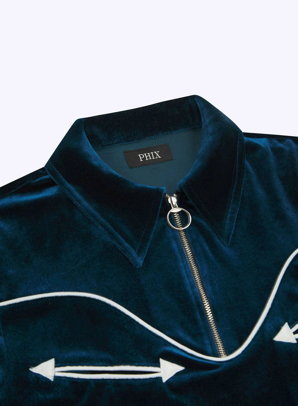 Western Blue Teal Piped Velvet Shirt 6 Western Blue Teal Piped Velvet Shirt - Image 6