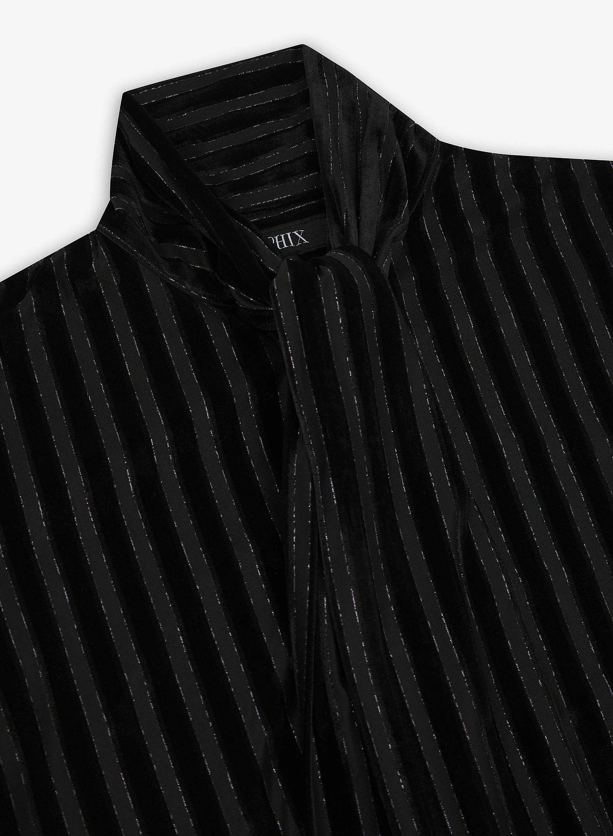 Velvet Stripe Tie Neck Shirt 5 Velvet Stripe Tie Neck Shirt - Image 5