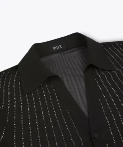 Short Sleeve Sequin Chiffon Shirt -US Clothing Shop PHIXMENS0549