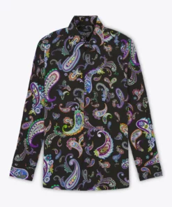 Black 60's Multi Paisley Print Viscose Shirt -US Clothing Shop Paisleyviscoseshirt