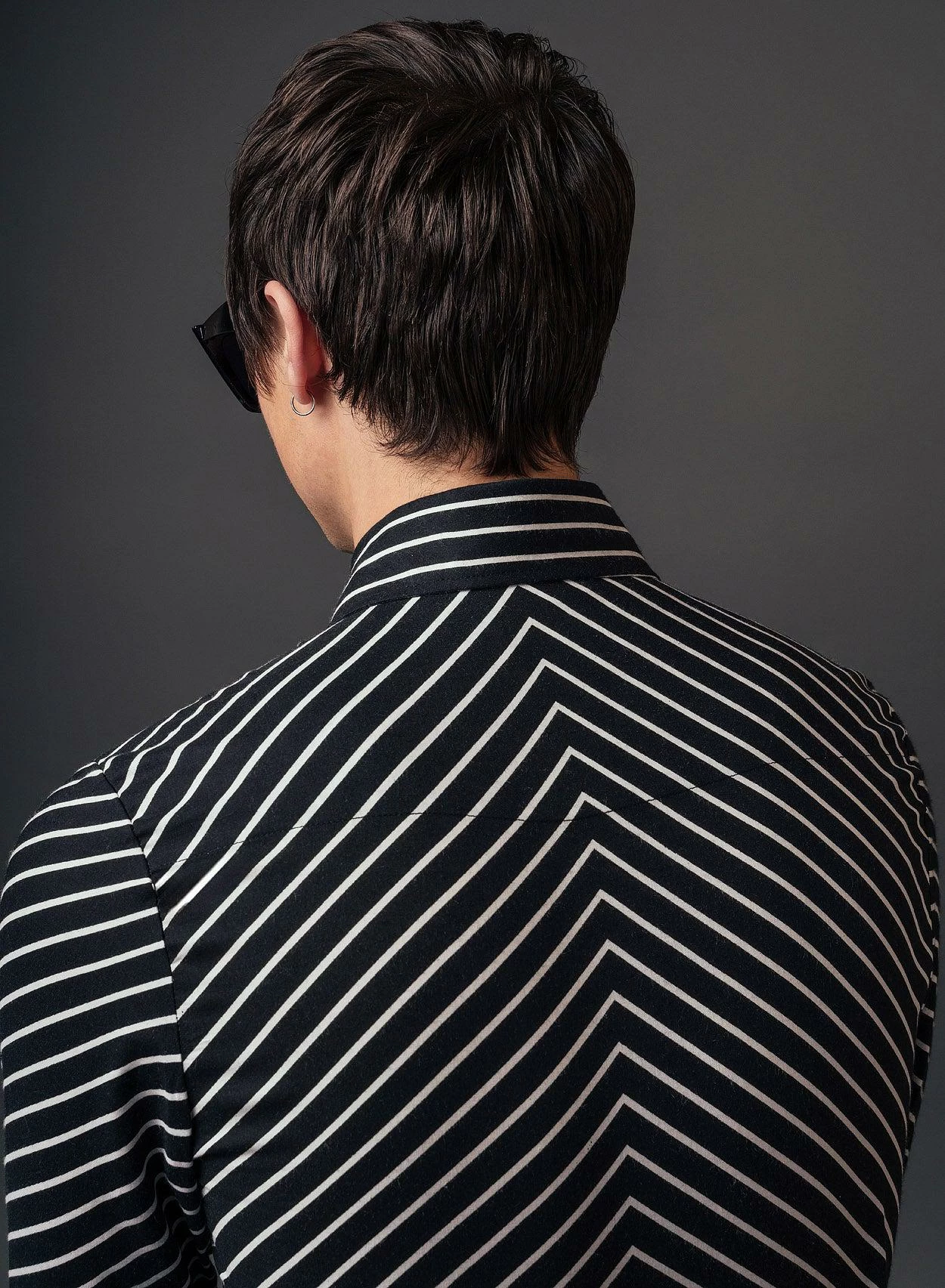 Black Symmetrical Pin Stripe Long Sleeve Viscose Shirt 4 Black Symmetrical Pin Stripe Long Sleeve Viscose Shirt - Image 4