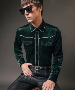 Green Velvet Western Shirt