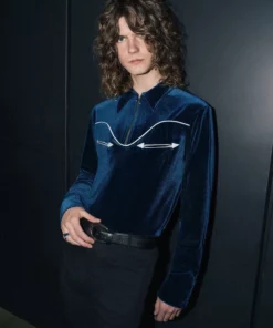 Western Blue Teal Piped Velvet Shirt 9 Western Blue Teal Piped Velvet Shirt -US Clothing Shop QOA00371