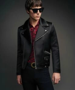 Black Satin Biker Jacket