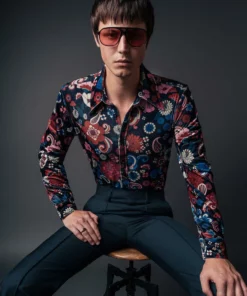 Paisley Psychedelic 60's Velvet Shirt 8 Paisley Psychedelic 60's Velvet Shirt -US Clothing Shop QOA00722