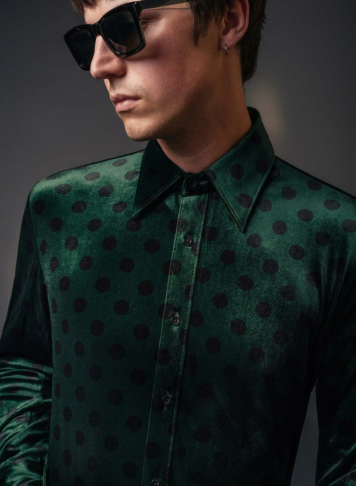 Green Polka Dot Velvet Shirt 3 Green Polka Dot Velvet Shirt - Image 3