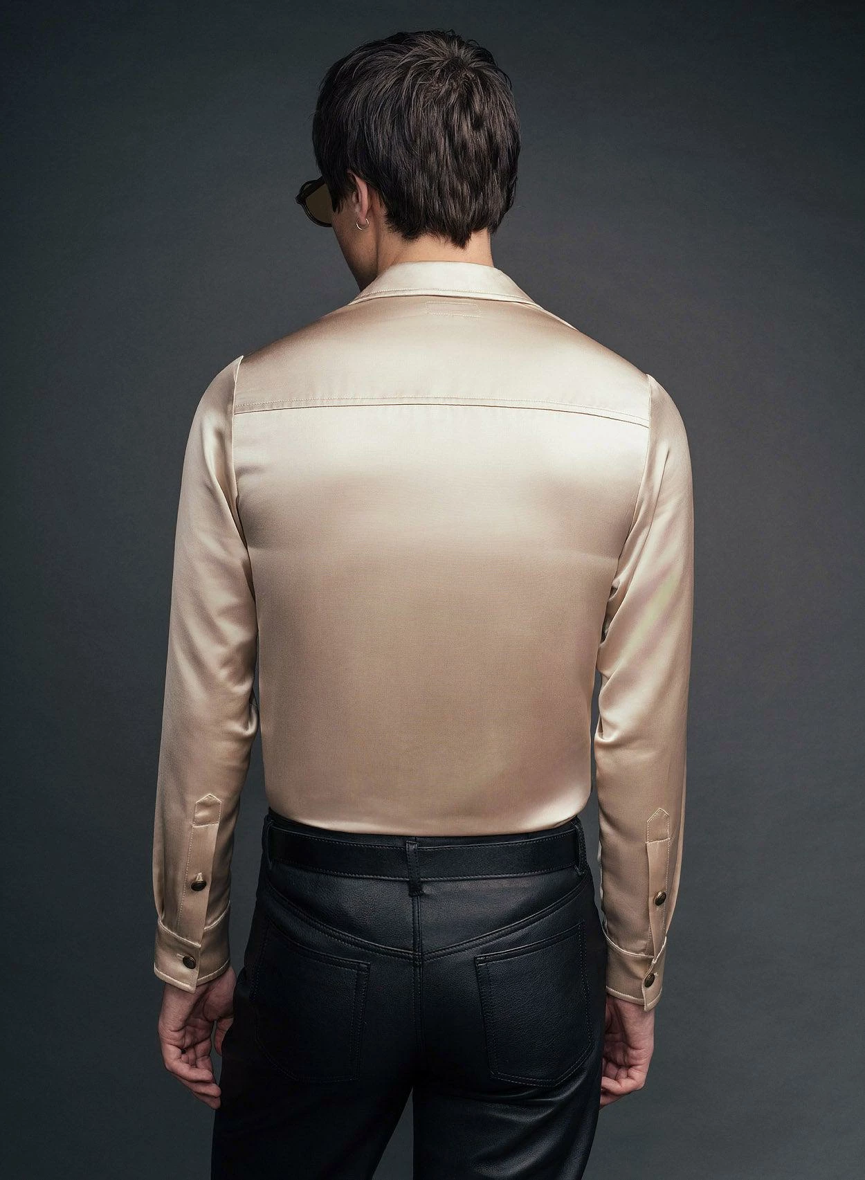 Champagne Double Breasted Satin Shirt 4 Champagne Double Breasted Satin Shirt - Image 4