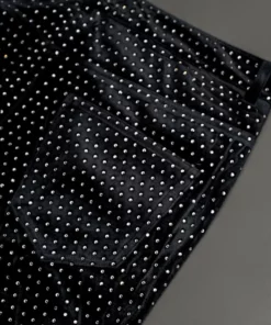 Velvet Rhinestone Embellished Flare Trousers -US Clothing Shop QOA01199