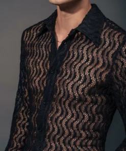 Black Lace Wave Shirt 6 Black Lace Wave Shirt -US Clothing Shop QOA03978