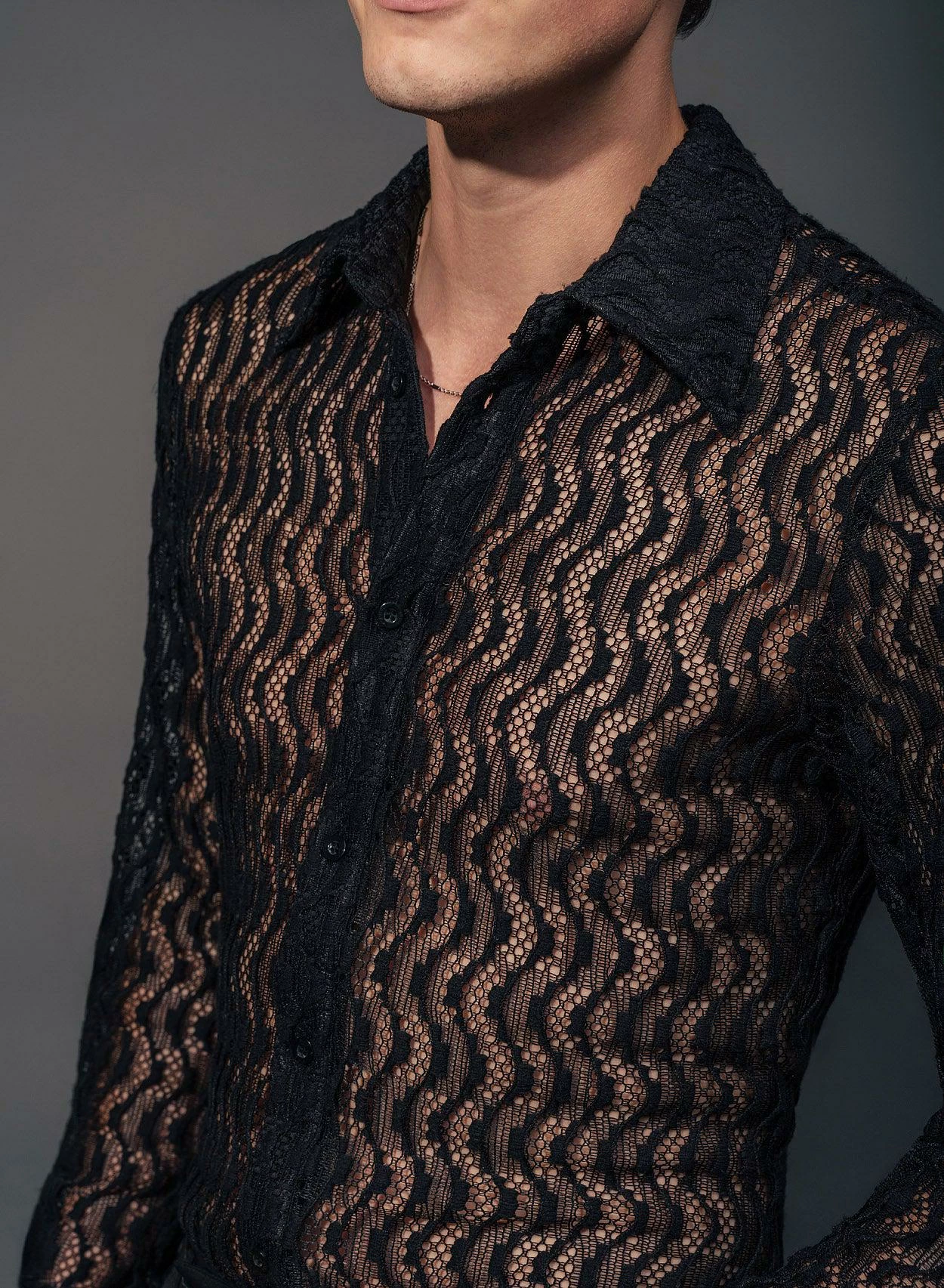 Black Lace Wave Shirt 3 Black Lace Wave Shirt - Image 3