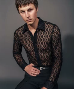Black Lace Wave Shirt