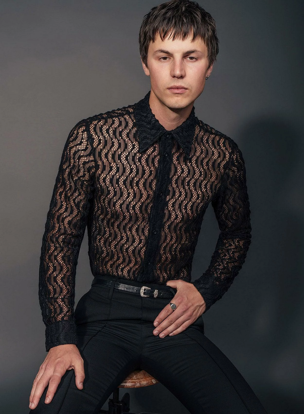 Black Lace Wave Shirt 2 Black Lace Wave Shirt - Image 2