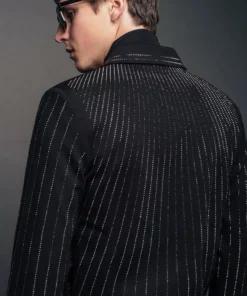 Black Embellished Sequin Jacket -US Clothing Shop QOA04444