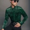 Green Velvet Snakeskin Shirt