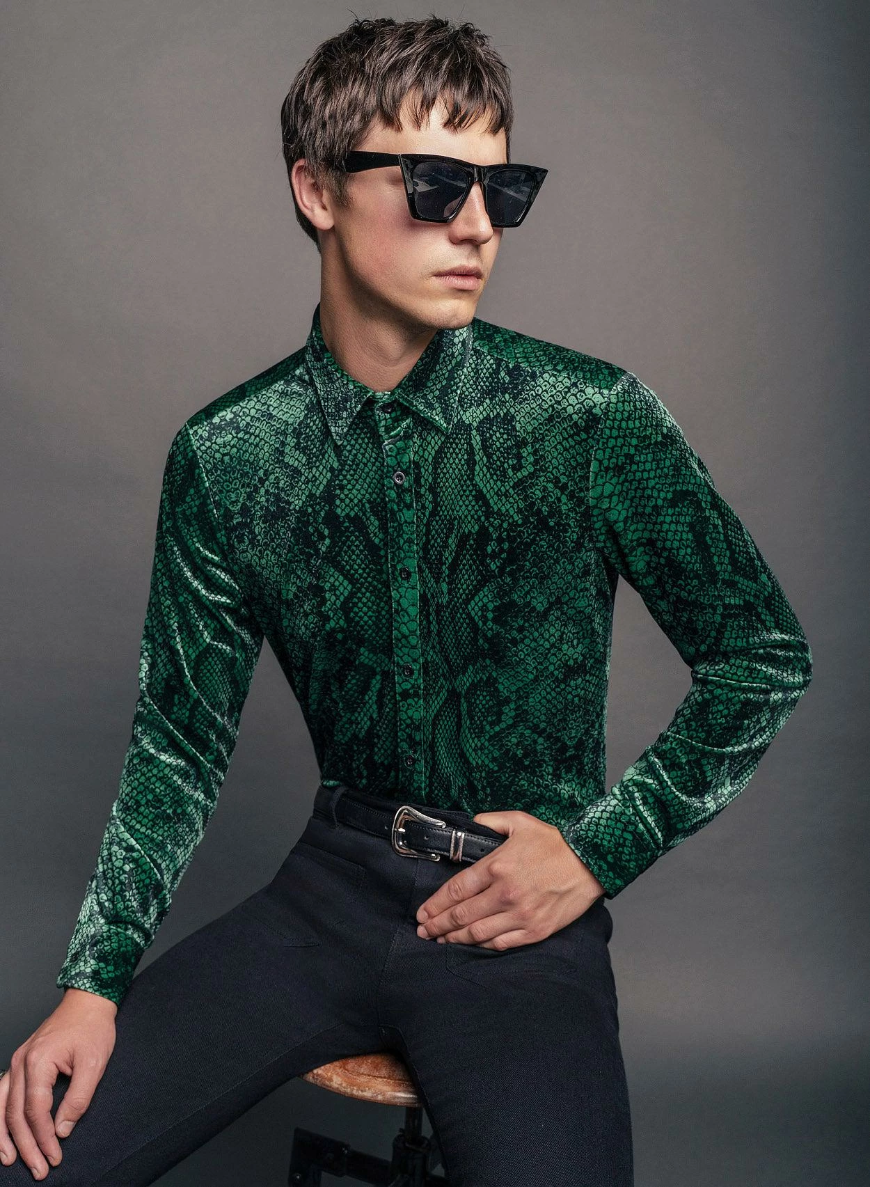 Green Velvet Snakeskin Shirt 1 Green Velvet Snakeskin Shirt