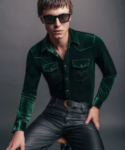Green Velvet 70's Western Shirt