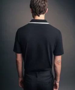 Black Carnaby Circle Zip Cotton Polo Shirt 10 Black Carnaby Circle Zip Cotton Polo Shirt -US Clothing Shop QOA05498