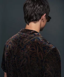 60's Paisley Velvet Polo Shirt -US Clothing Shop QOA05998