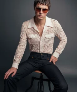 Off White Lace Paisley 70's Collar Shirt