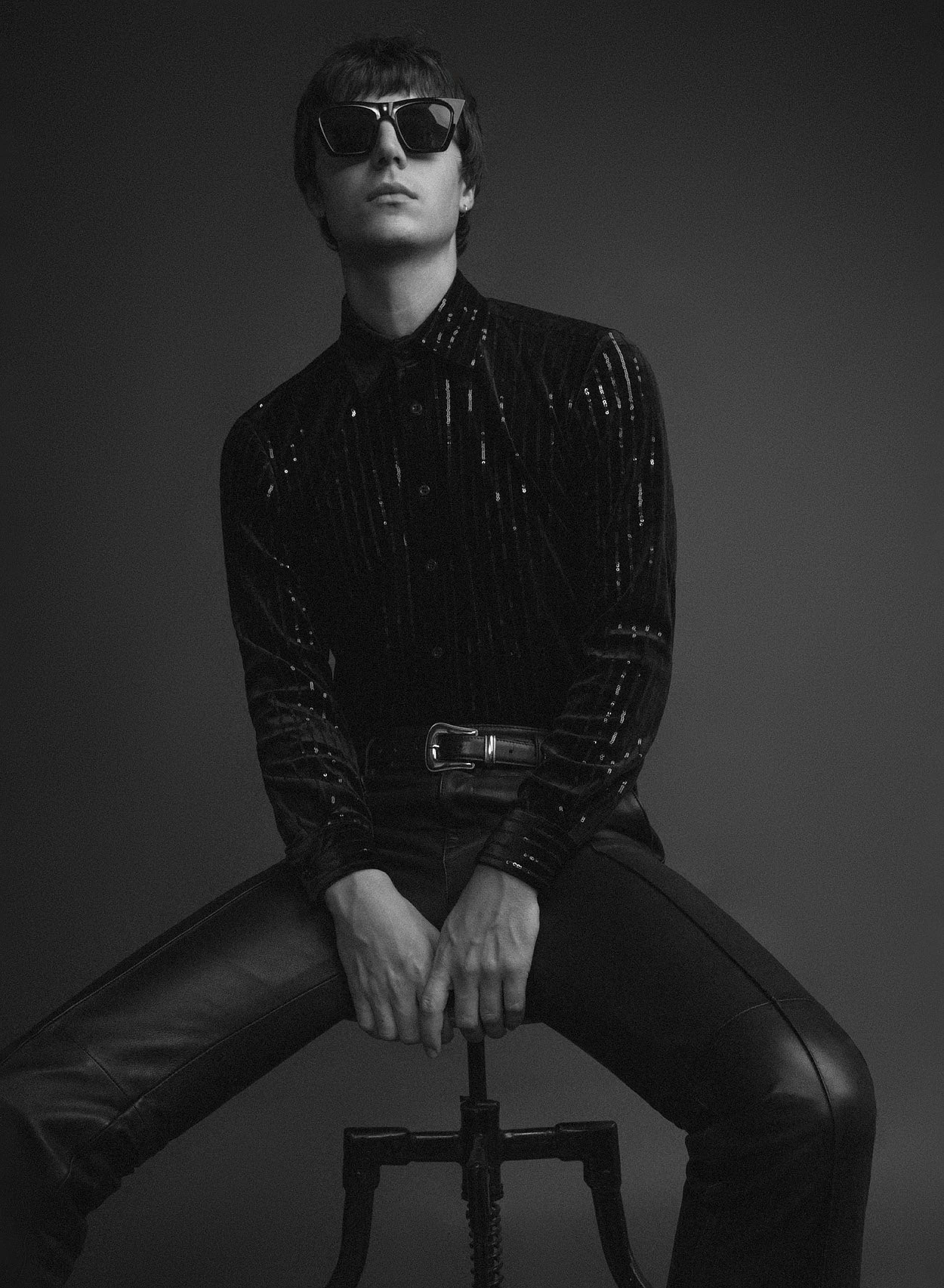 Black Velvet Sequin Pinstripe Shirt 3 Black Velvet Sequin Pinstripe Shirt - Image 3