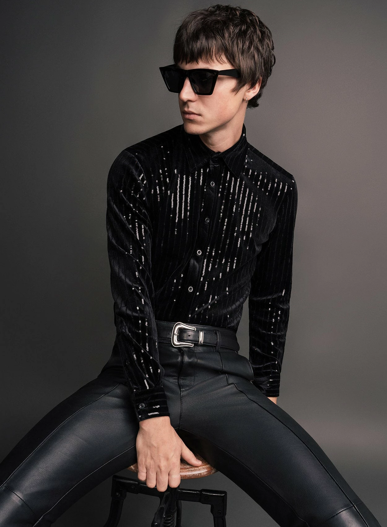 Black Velvet Sequin Pinstripe Shirt 1 Black Velvet Sequin Pinstripe Shirt