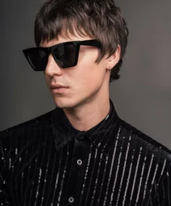 Black Velvet Sequin Pinstripe Shirt 8 Black Velvet Sequin Pinstripe Shirt -US Clothing Shop QOA06408