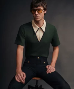 Green Carnaby Circle Zip Cotton Polo Shirt 10 Green Carnaby Circle Zip Cotton Polo Shirt -US Clothing Shop QOA06614