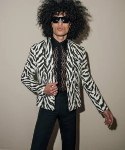 Zebra Shawl Collar Cropped Blazer 7 Zebra Shawl Collar Cropped Blazer -US Clothing Shop QOA08126