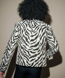 Zebra Shawl Collar Cropped Blazer 8 Zebra Shawl Collar Cropped Blazer -US Clothing Shop QOA08149
