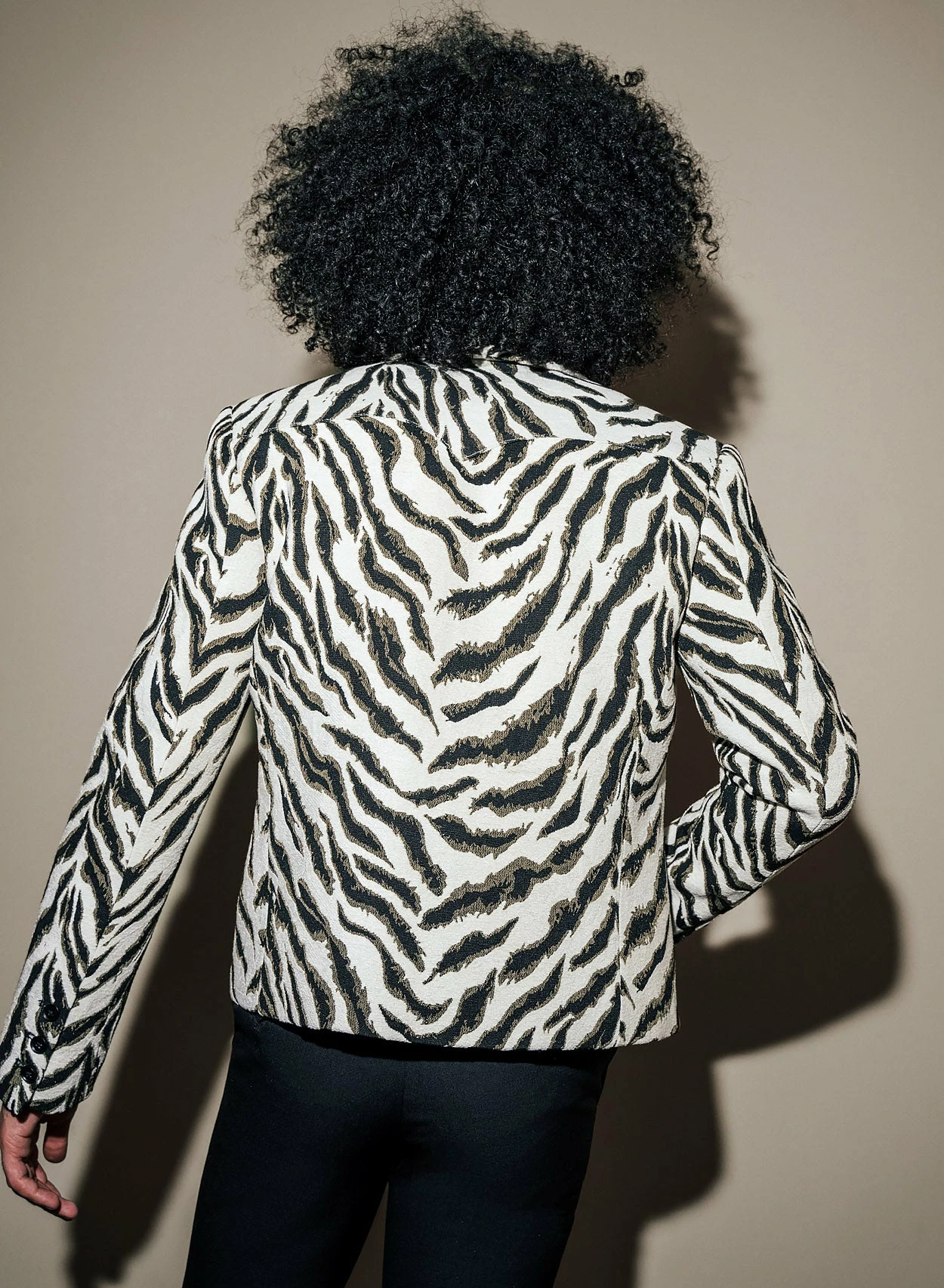 Zebra Shawl Collar Cropped Blazer 4 Zebra Shawl Collar Cropped Blazer - Image 4