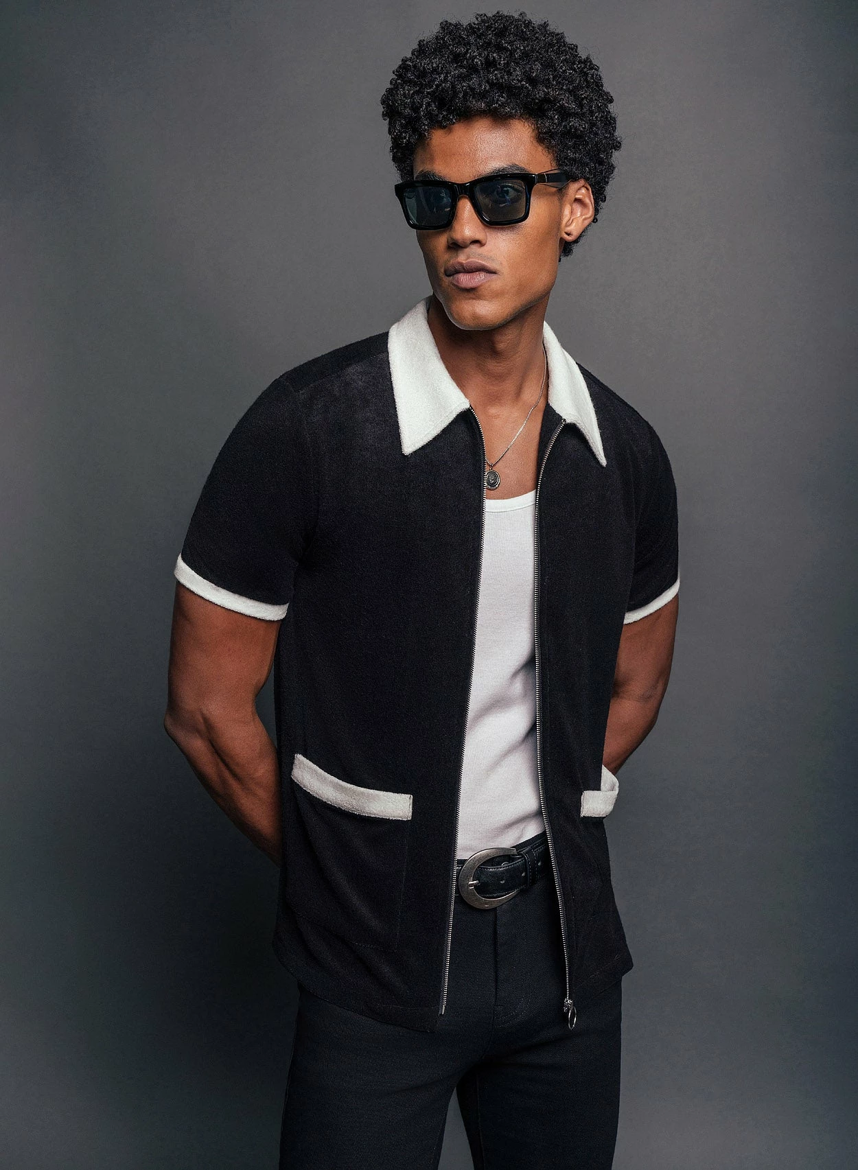 Terry Black 70's Full Zip Polo 1 Terry Black 70's Full Zip Polo