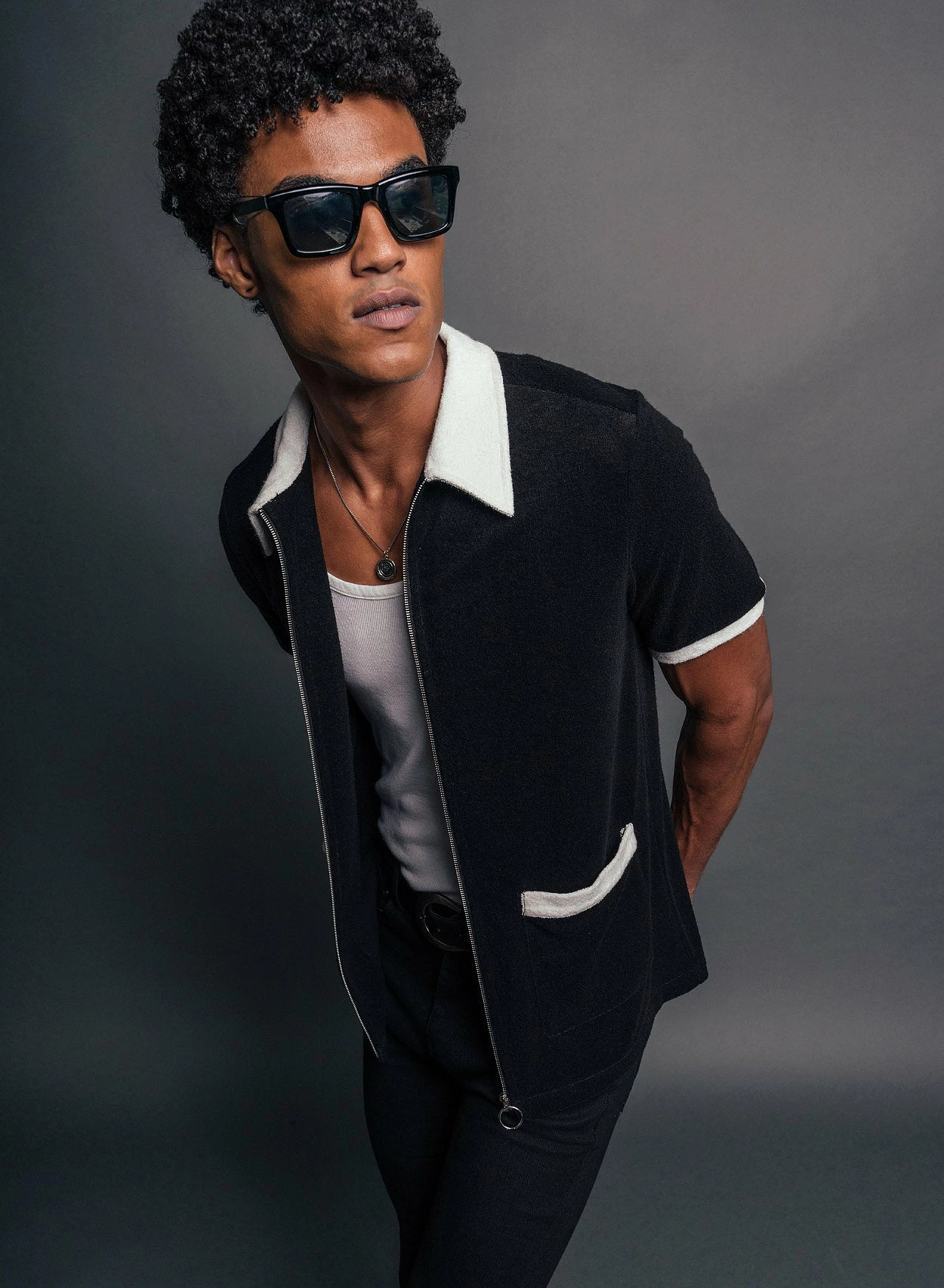 Terry Black 70's Full Zip Polo 3 Terry Black 70's Full Zip Polo - Image 3