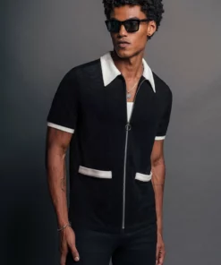 Terry Black 70's Full Zip Polo 8 Terry Black 70's Full Zip Polo -US Clothing Shop QOA08325