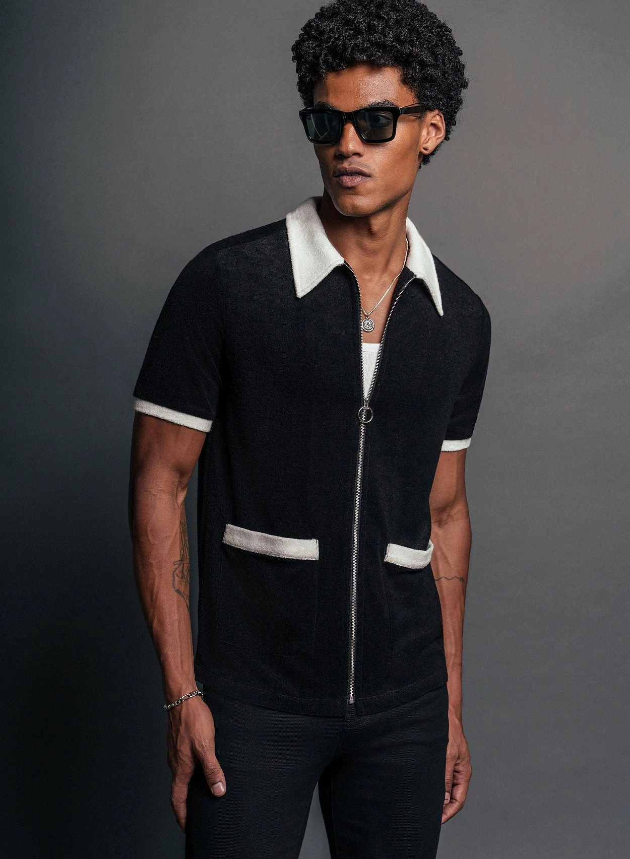 Terry Black 70's Full Zip Polo 4 Terry Black 70's Full Zip Polo - Image 4