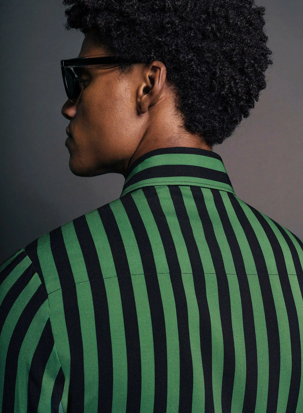 Green Stripe Viscose Shirt 2 Green Stripe Viscose Shirt - Image 2