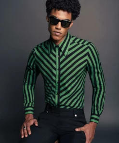 Green Stripe Viscose Shirt