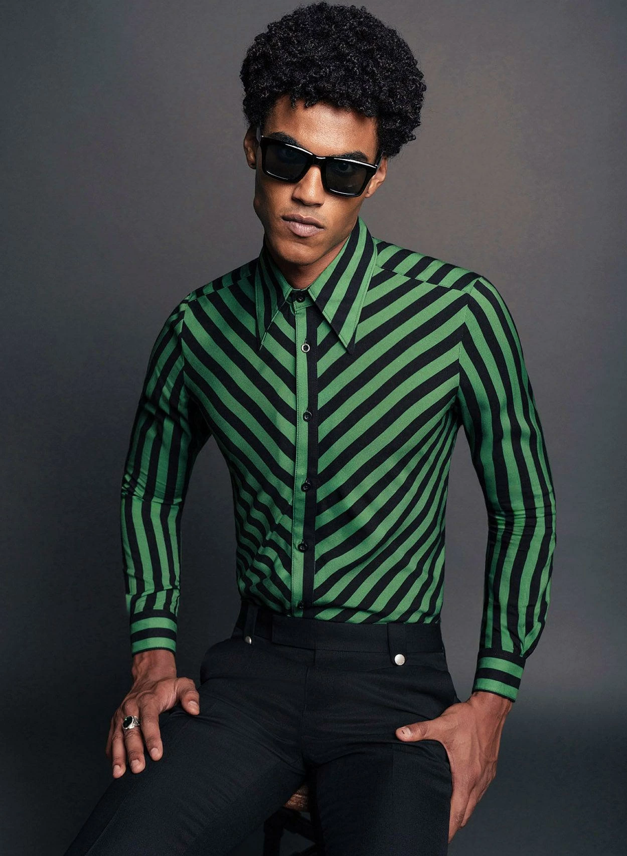 Green Stripe Viscose Shirt 1 Green Stripe Viscose Shirt