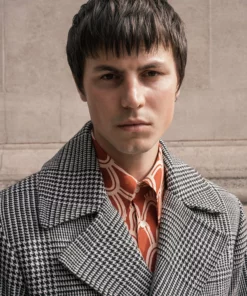 Dogtooth Check Double Breasted Wool Coat -US Clothing Shop QOA09257