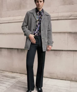 Dogtooth Check Single Breasted Wool Coat -US Clothing Shop QOA09390new