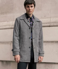 Dogtooth Check Single Breasted Wool Coat -US Clothing Shop QOA09390new123new