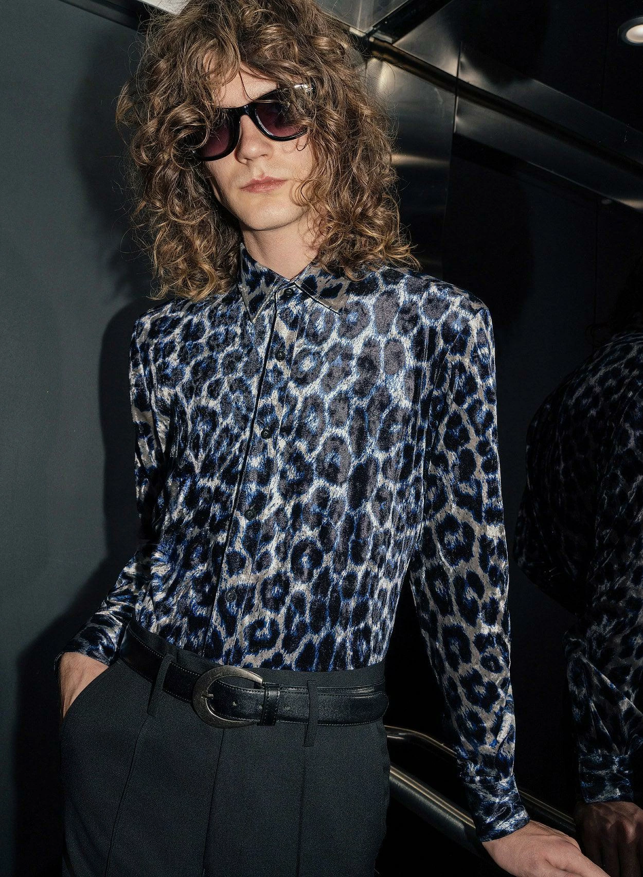 Blue Leopard Velvet Shirt 1 Blue Leopard Velvet Shirt