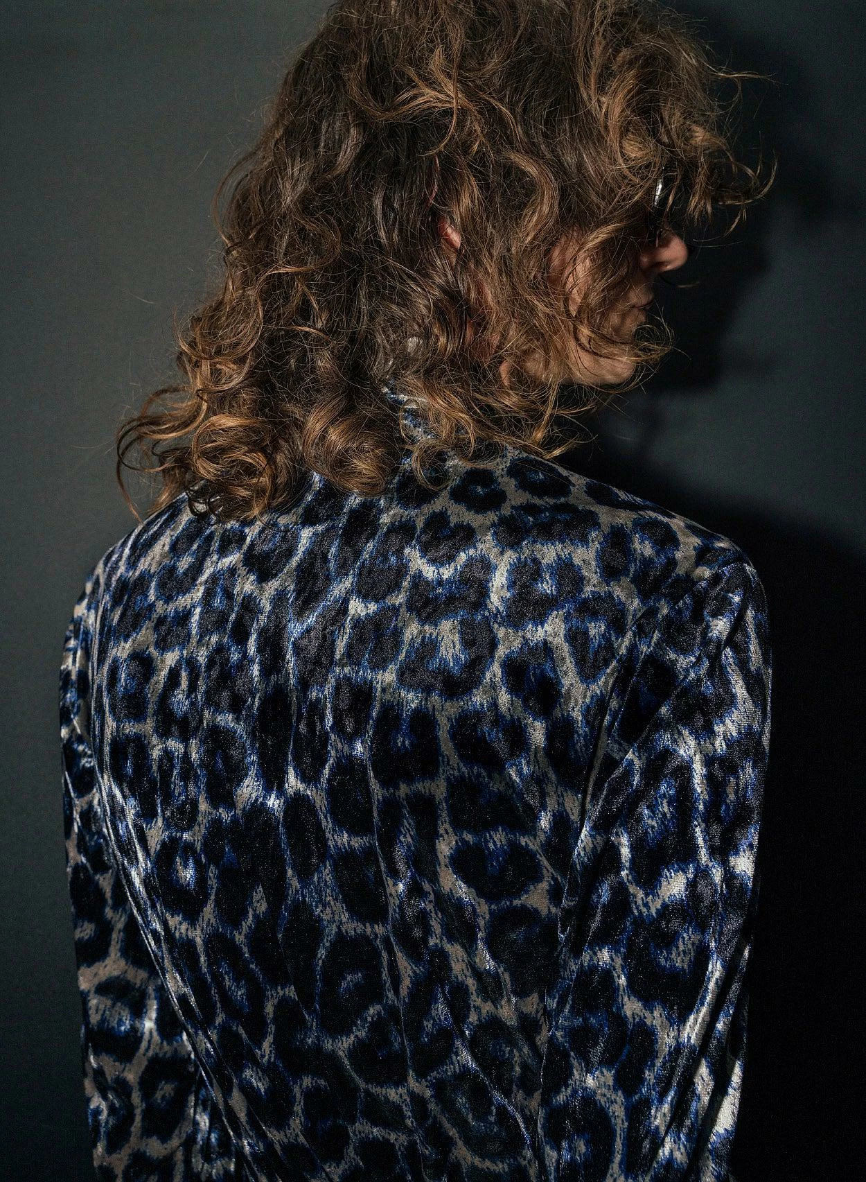 Blue Leopard Velvet Shirt 3 Blue Leopard Velvet Shirt - Image 3