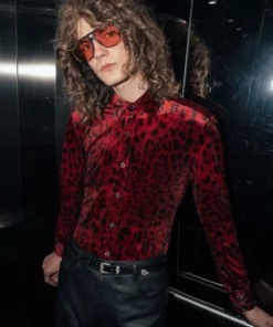 Red Leopard Velvet Shirt