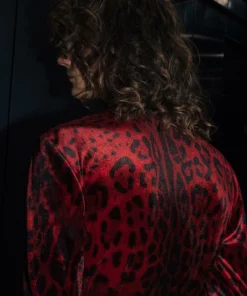Red Leopard Velvet Shirt -US Clothing Shop QOA09917
