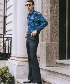 Navy Wool Pin Belt Flare 9 Navy Wool Pin Belt Flare -US Clothing Shop REMOVECREASES GMB01158