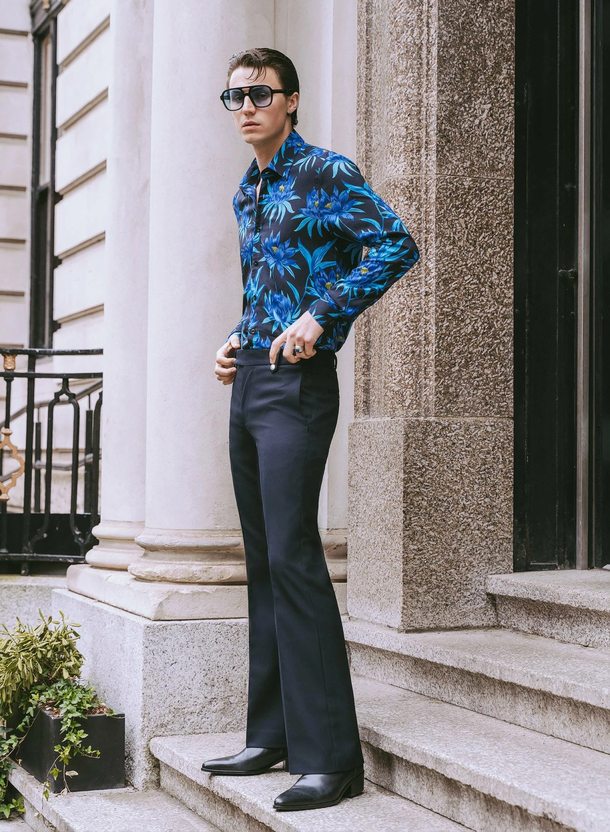 Navy Wool Pin Belt Flare 3 Navy Wool Pin Belt Flare - Image 3