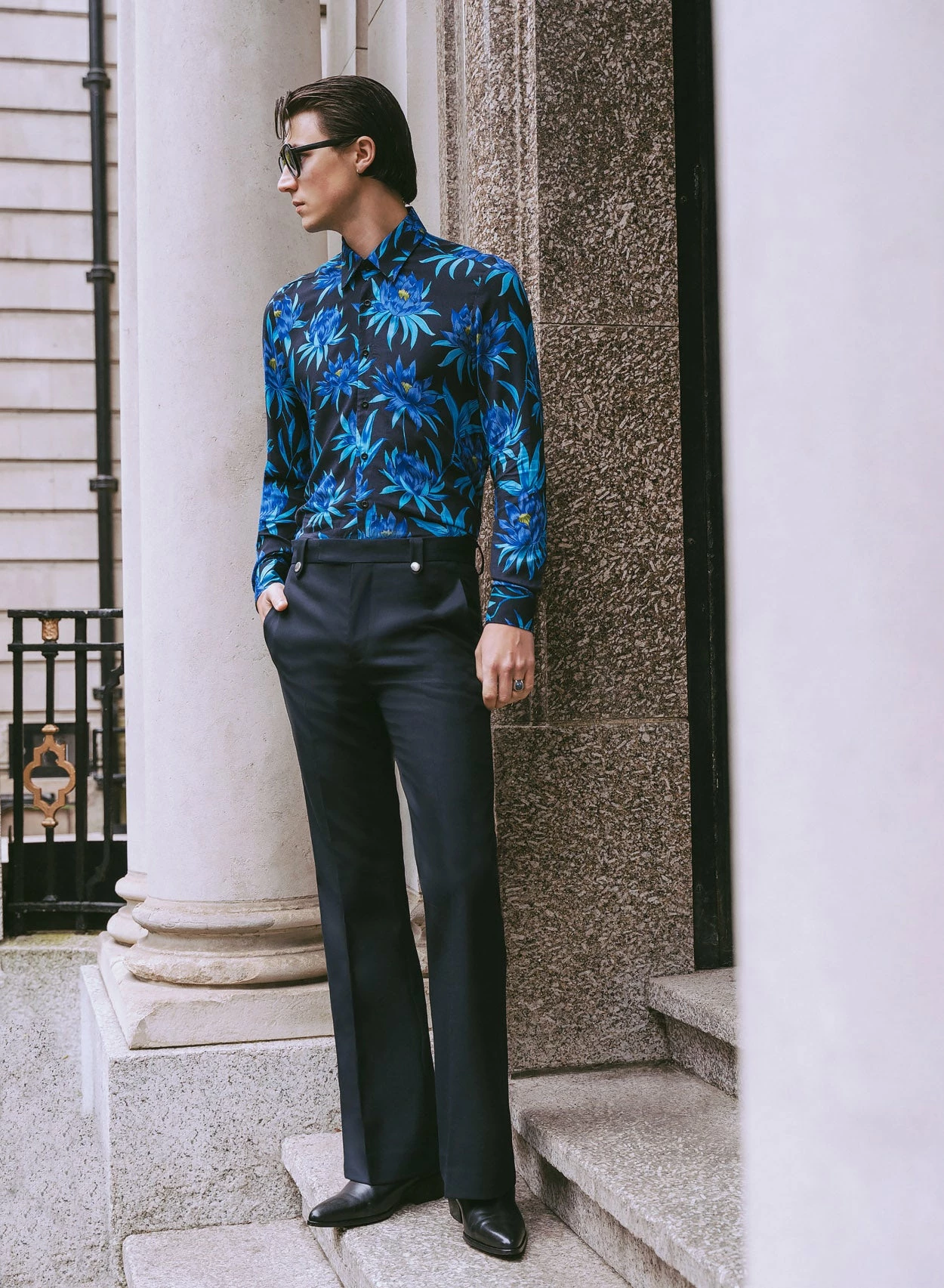 Navy Wool Pin Belt Flare 2 Navy Wool Pin Belt Flare - Image 2