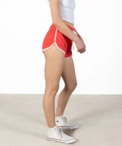 Red Terry Drawstring Dolphin Shorts -US Clothing Shop Red Terry Drawstring short 3 22320.1678310131